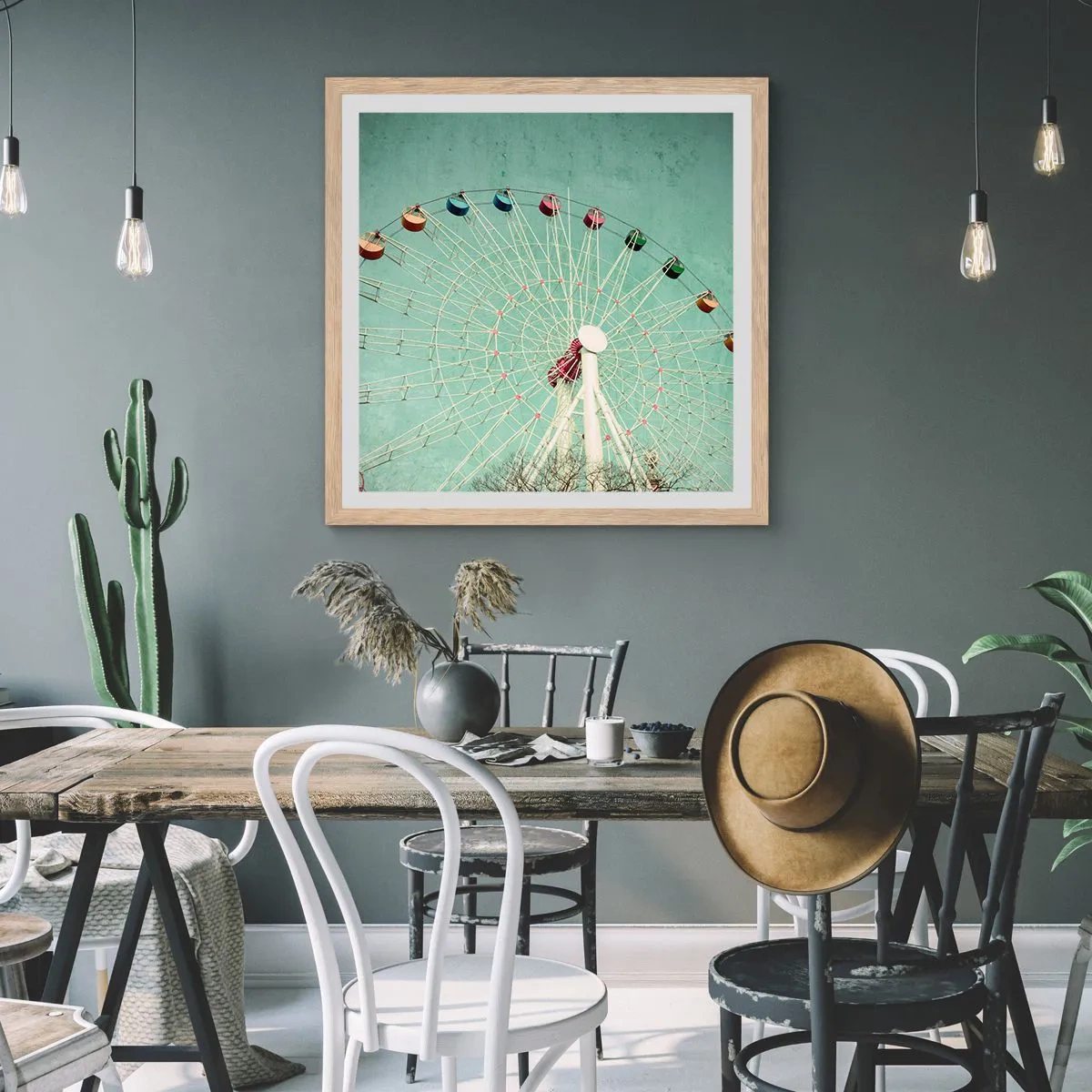 Poster în ramă de stejar deschis - Poftim la joacă - 50x50 cm