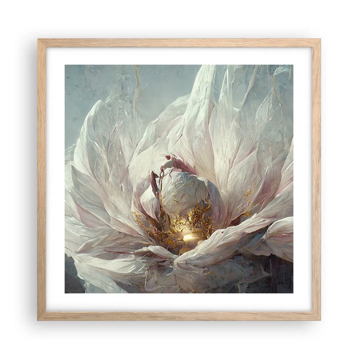 Poster în ramă de stejar deschis - Înflorește o dată la o sută de ani - 50x50 cm