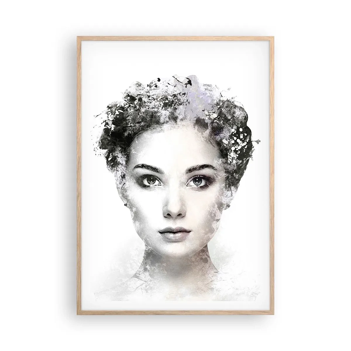 Poster în ramă de stejar deschis - Un portret extrem de elegant - 70x100 cm
