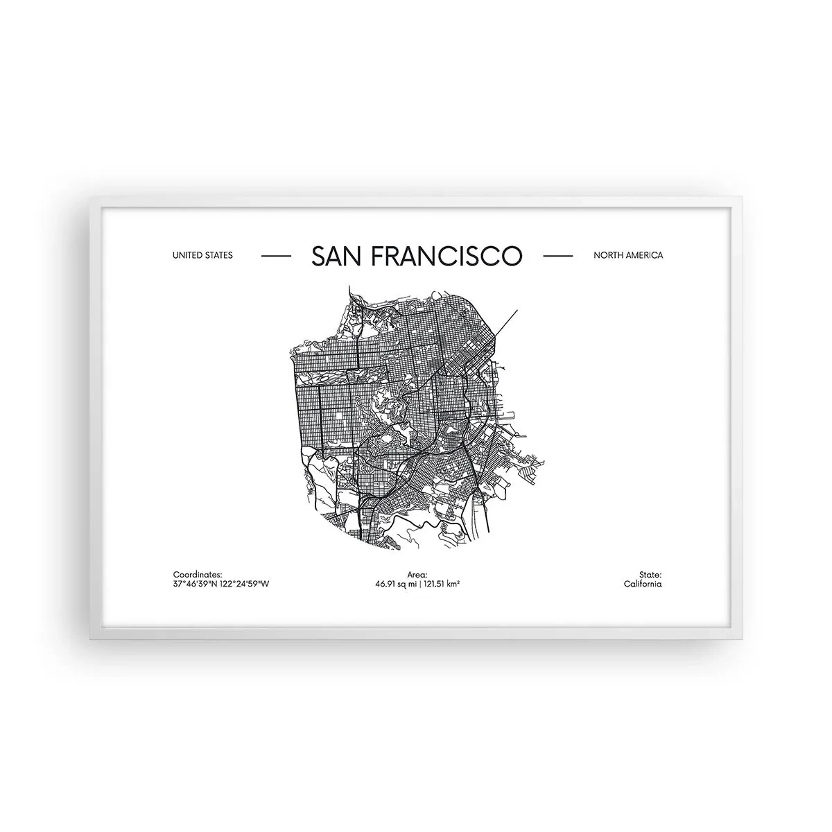 Poster în ramă albă - Anatomia San Francisco - 91x61 cm