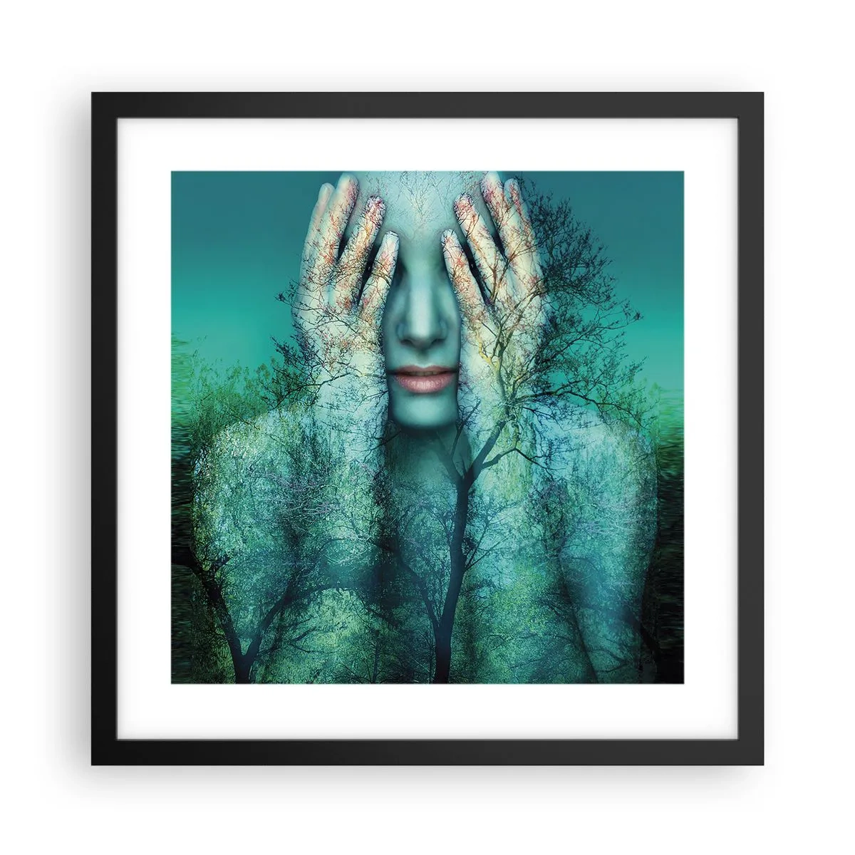 Poster în ramă neagră - Scufundată în albastru - 40x40 cm