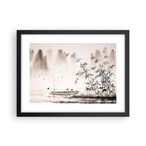 Poster în ramă neagră - Liniștea câmpurilor de orez - 40x30 cm