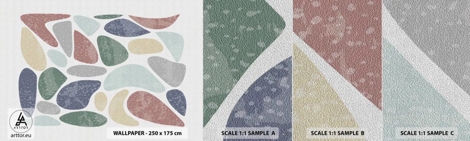 Mostră tapet Premium Sand - Un mozaic de culori pudrate - Minimalism, Pastel, Boho - 100x30 cm