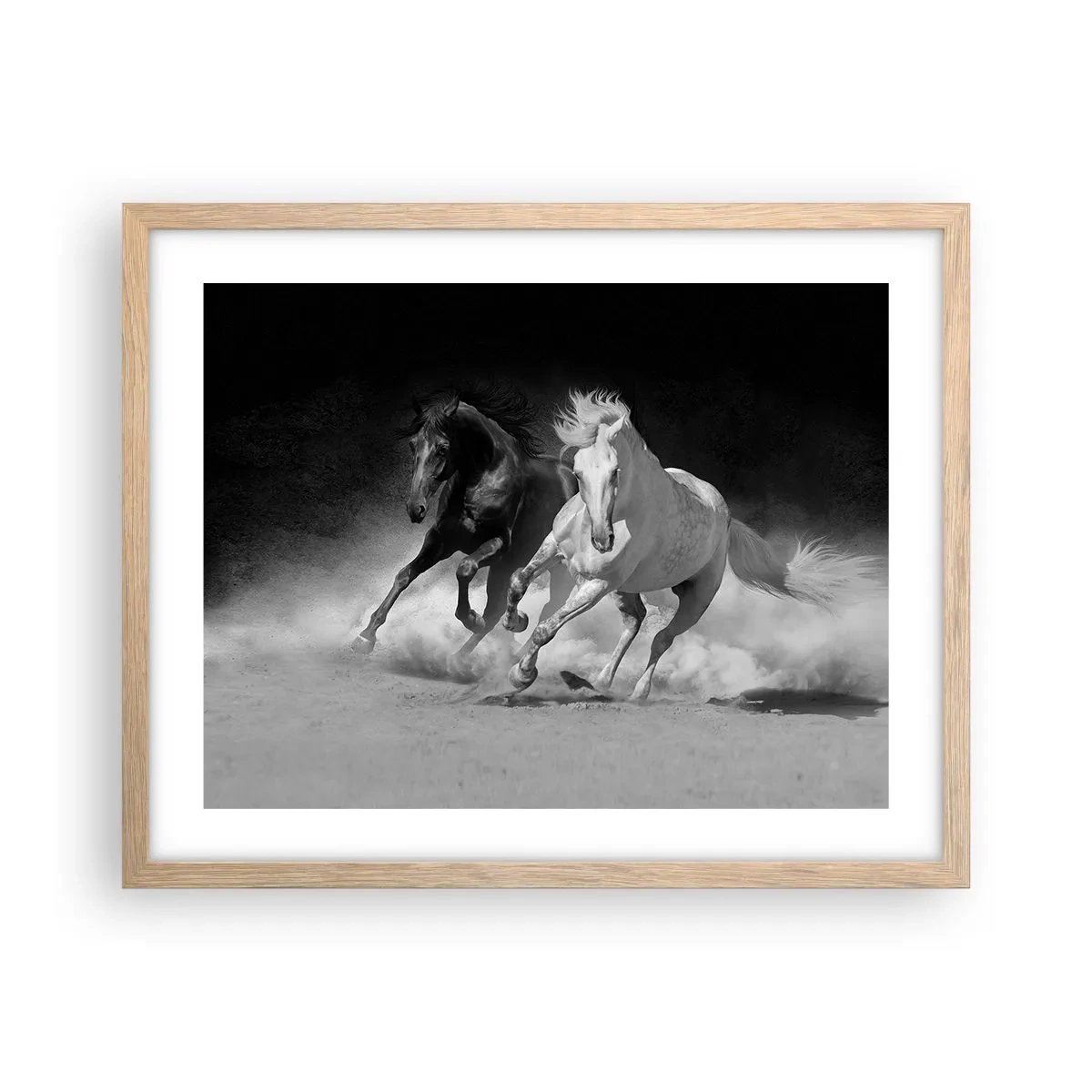 Poster în ramă de stejar deschis - Galopul libertății - 50x40 cm