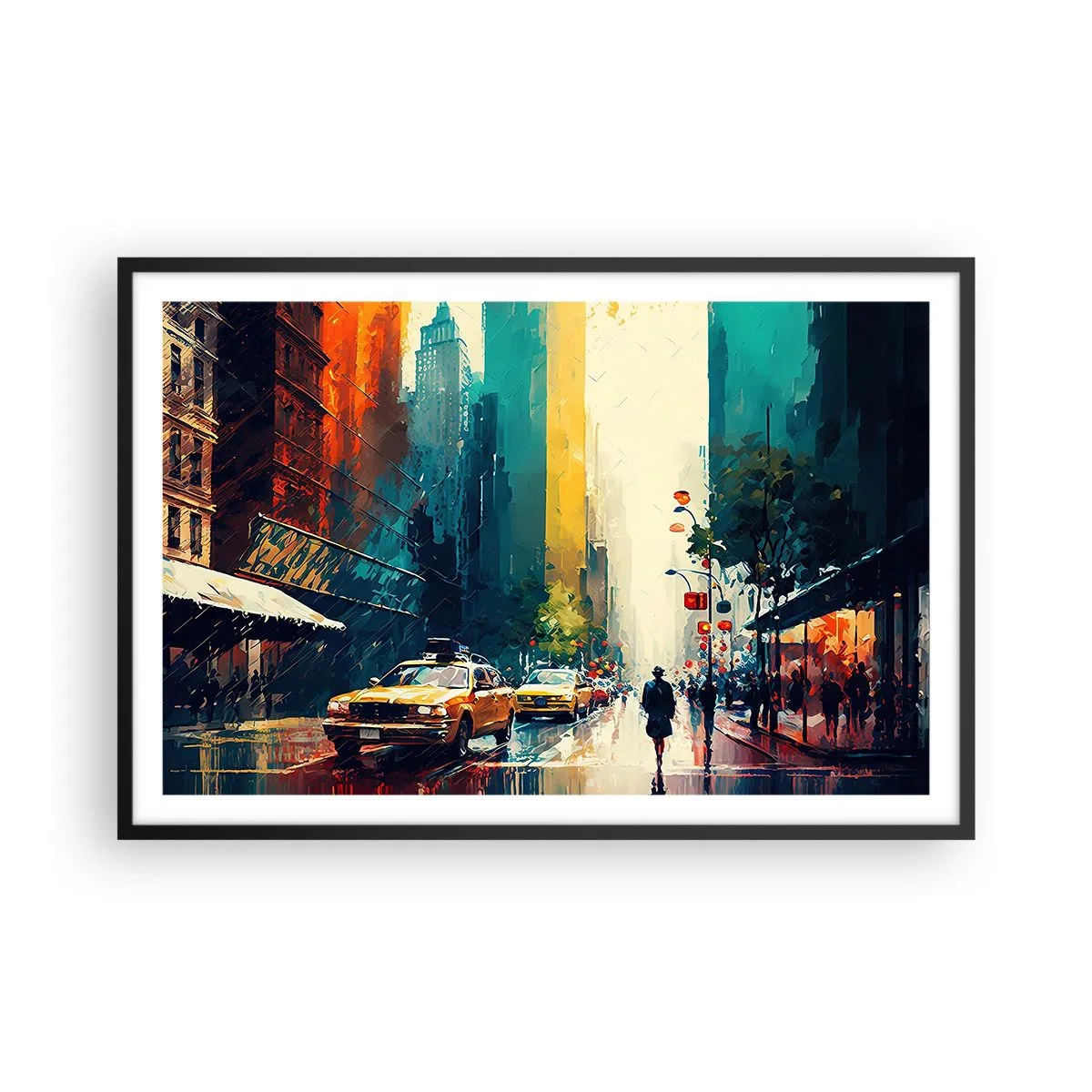 Poster în ramă neagră - New York - aici și ploaia este colorată - 91x61 cm