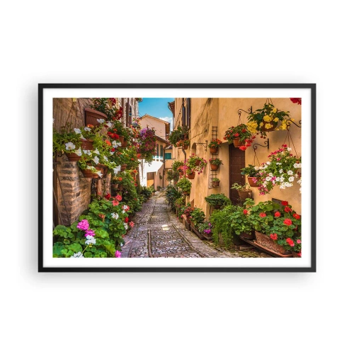 Poster în ramă neagră - Străduță italiană - 91x61 cm