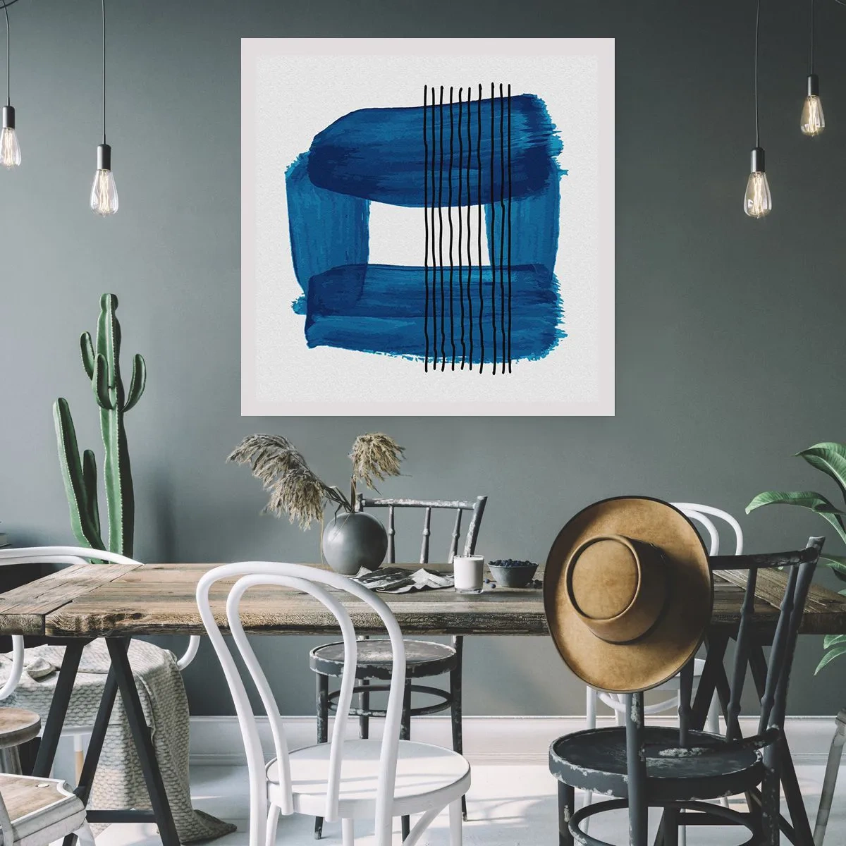 Poster - Compoziție albastru-negru - 60x60 cm