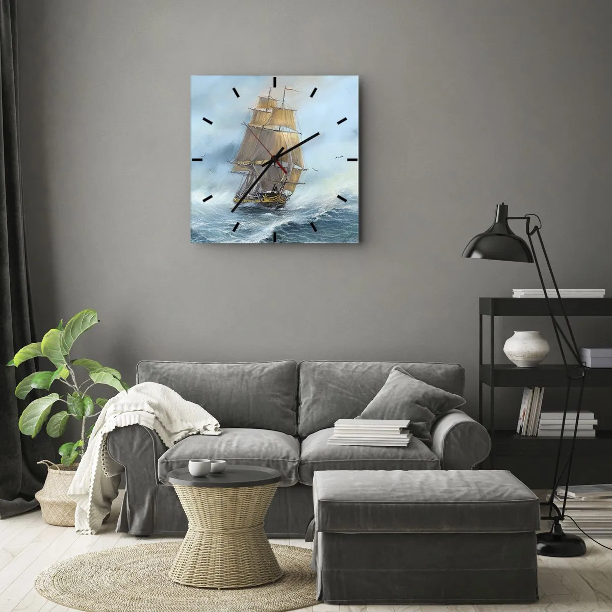 Ceas de perete - Ceas pe sticlă - Rulează pe valuri - 40x40 cm
