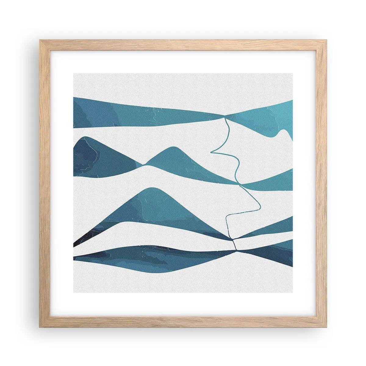 Poster în ramă de stejar deschis - Abstracție: relație turcoaz - 40x40 cm