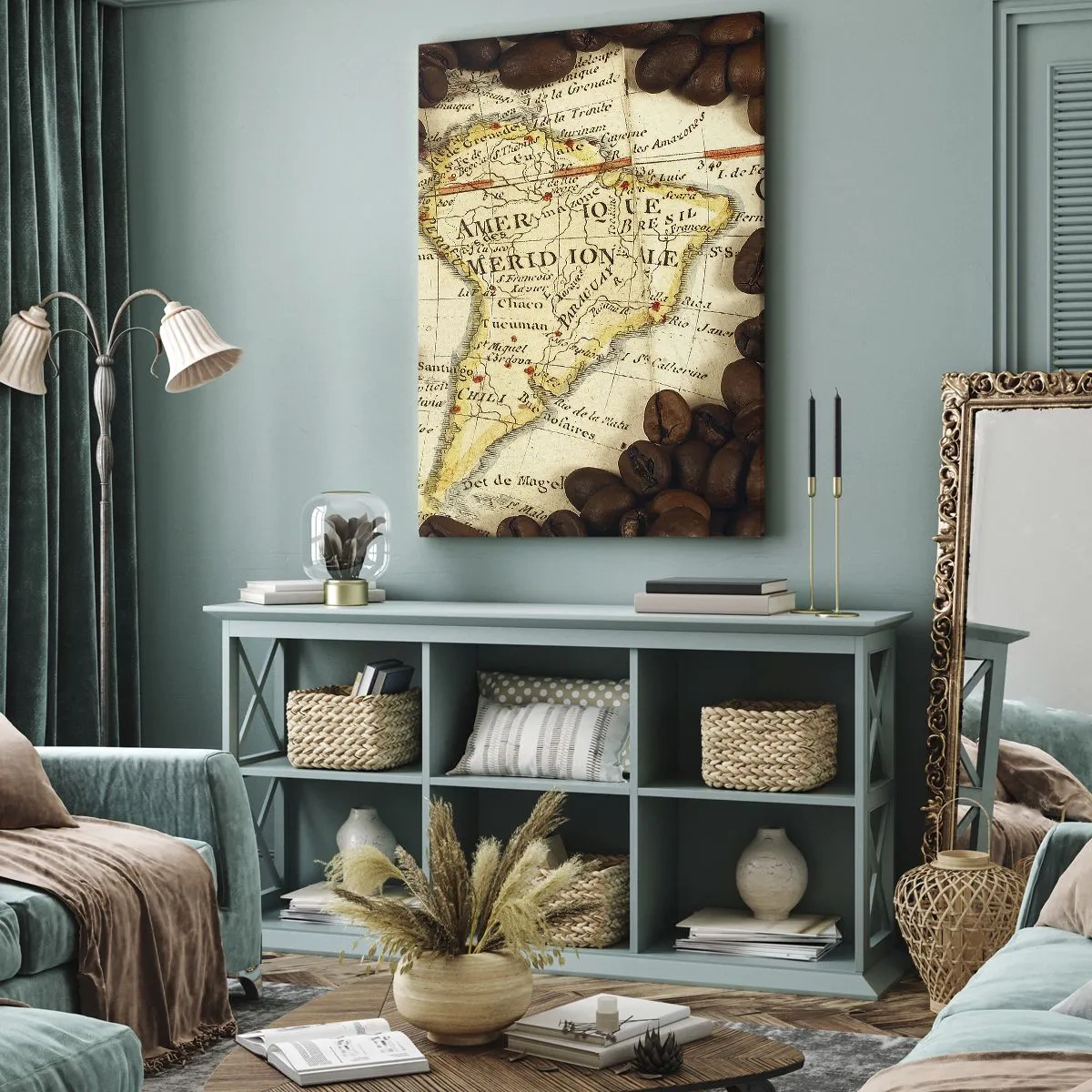 Tablou pe pânză - De unde provine cea mai bună cafea? - 55x100 cm