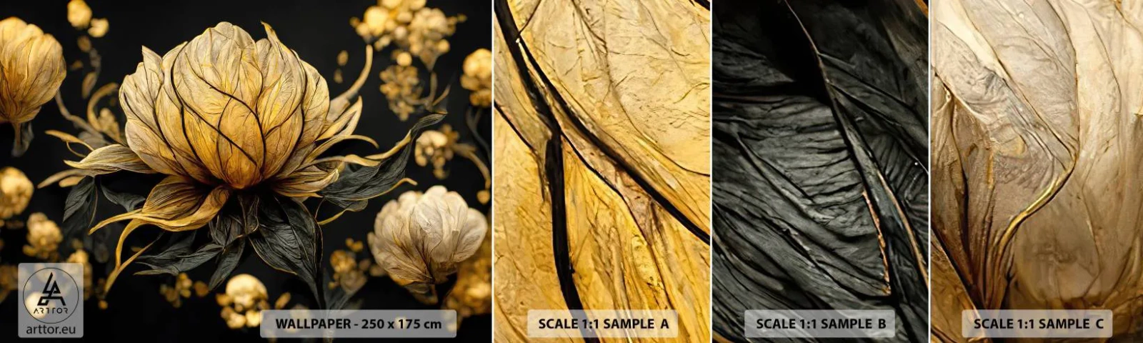 Mostră tapet autocolant Deluxe Sticker - Fragilitate subtilă - Floare, Art Deco, Glamour - 100x30 cm