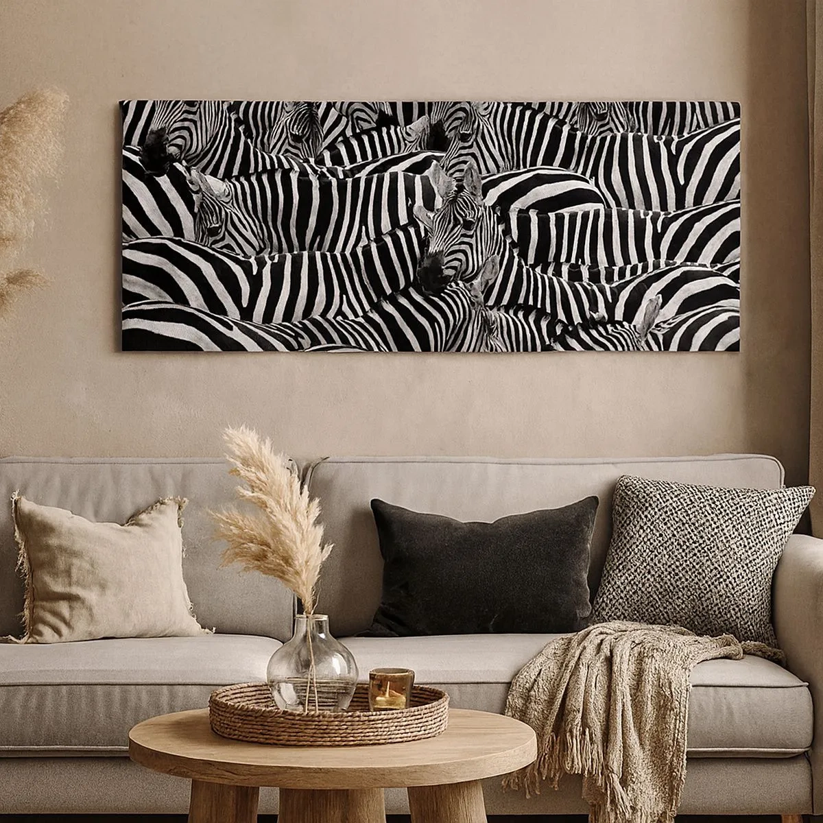 Tablou pe pânză - Portret de grup cu dungi - 100x40 cm