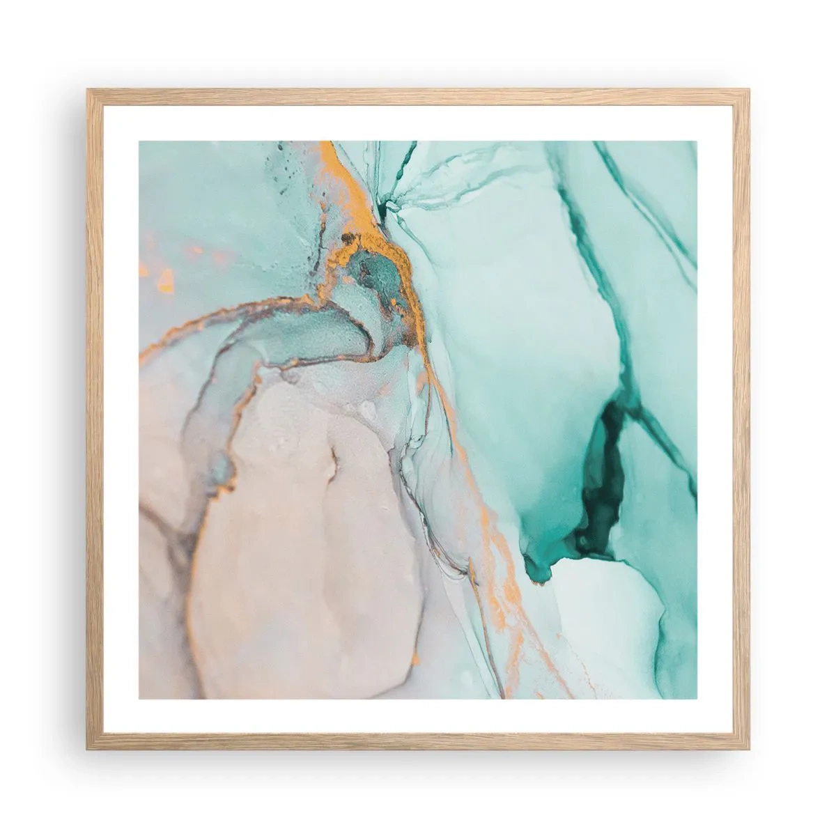 Poster în ramă de stejar deschis - Dansul formelor și al culorilor - 60x60 cm