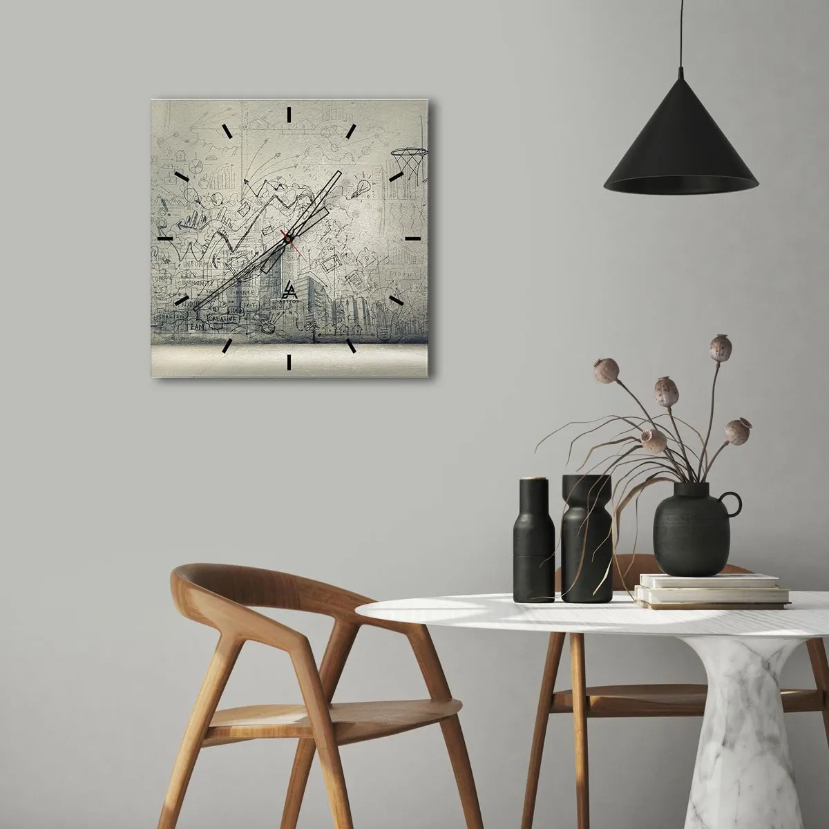 Ceas de perete - Ceas pe sticlă - Minunata mea viață de oraș - 30x30 cm