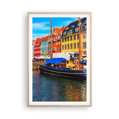 Poster în ramă de stejar deschis - Portul vesel - 61x91 cm