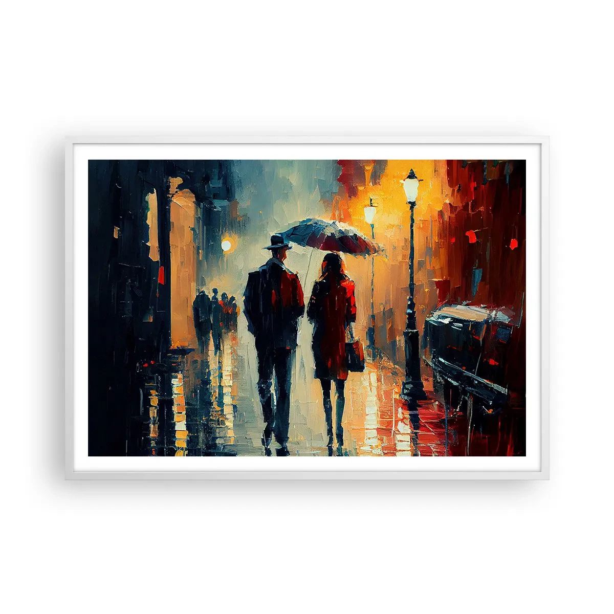 Poster în ramă albă - Poveste de dragoste urbană - 100x70 cm
