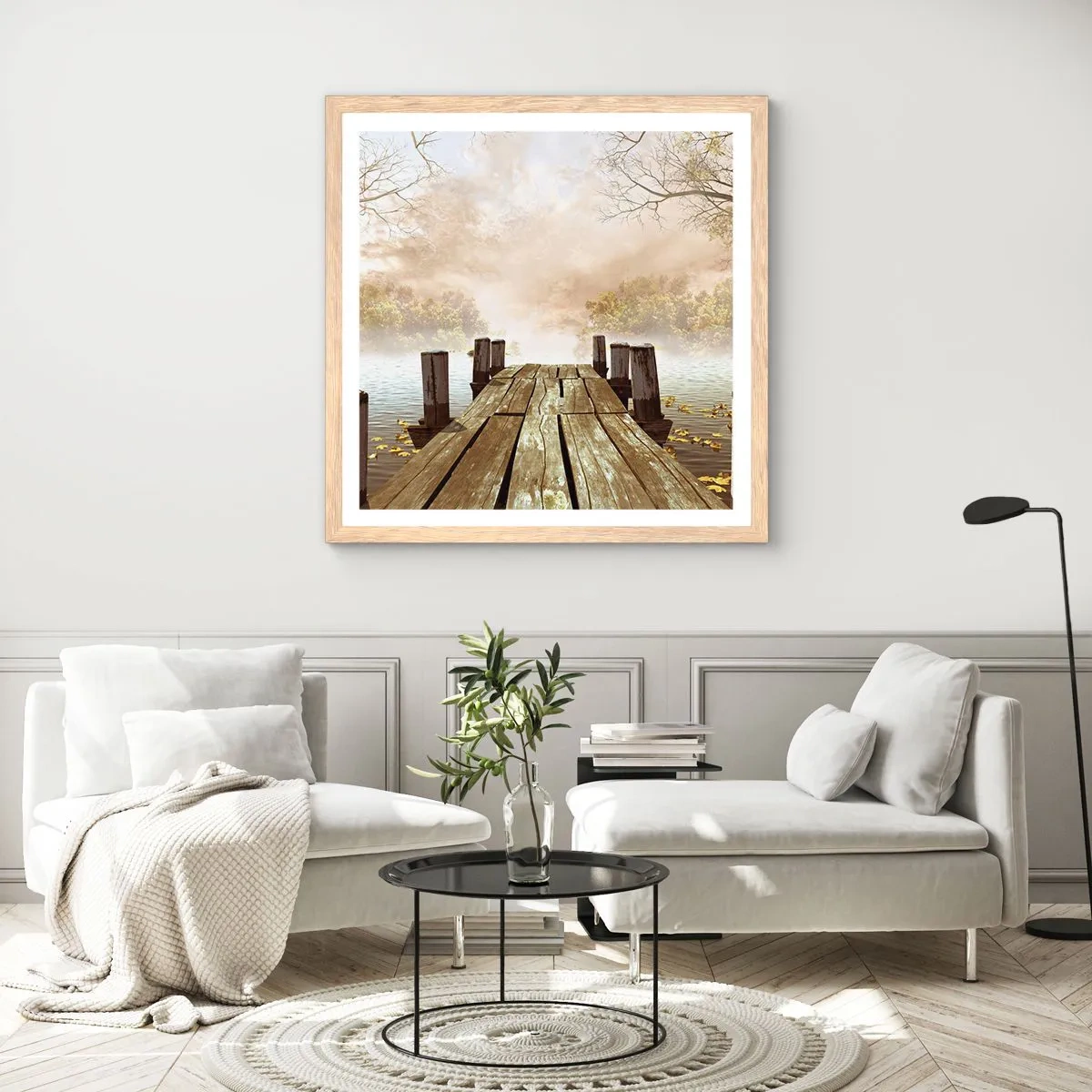 Poster în ramă de stejar deschis - Tristețea blândă a toamnei - 50x50 cm