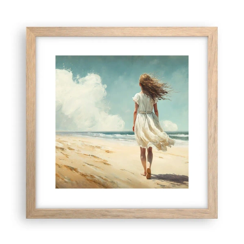 Poster în ramă de stejar deschis - Vreau să întâlnesc soarele și vântul - 30x30 cm