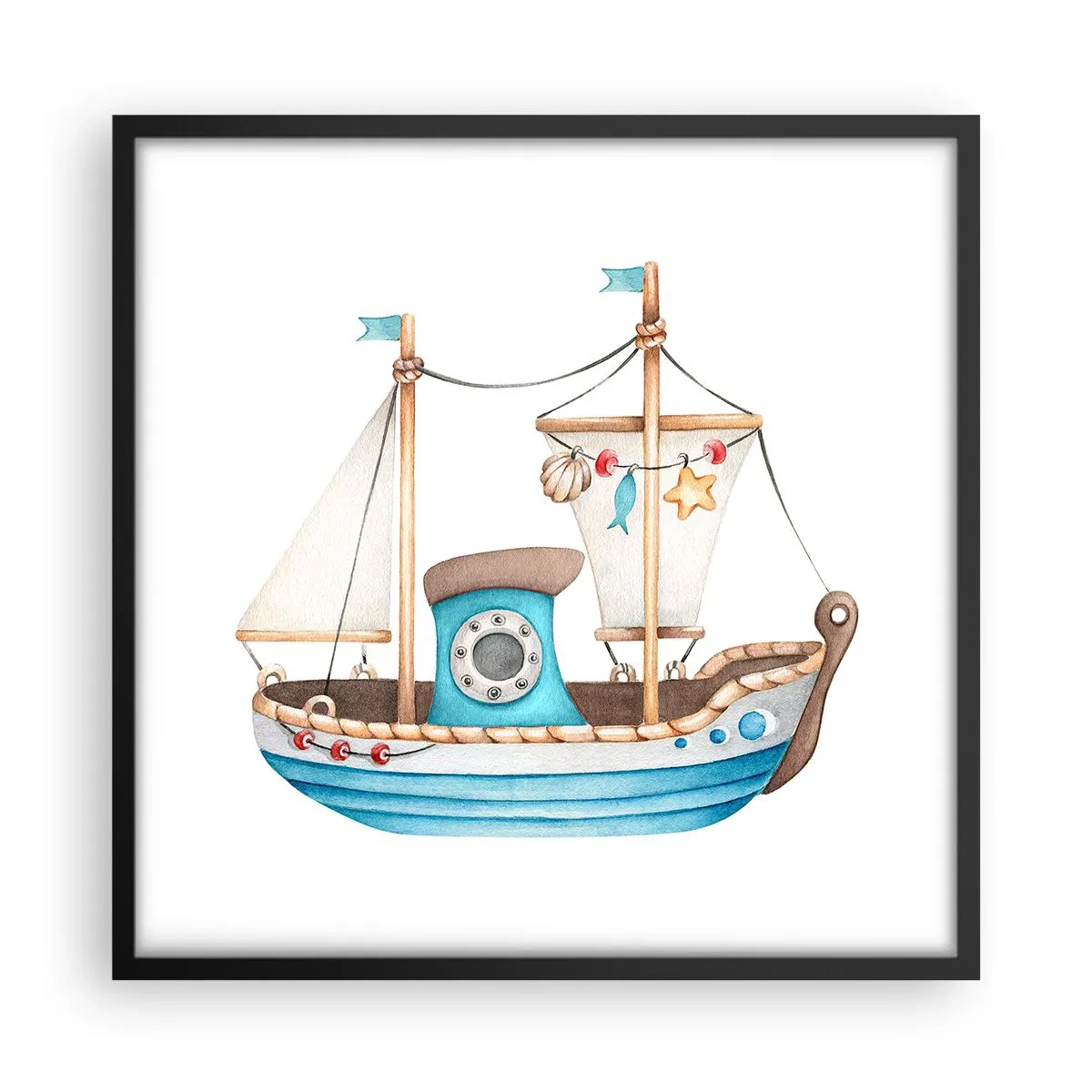 Poster în ramă neagră - Ahoy aventura! - 50x50 cm