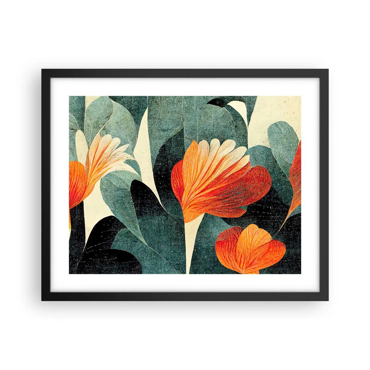 Poster în ramă neagră - Căldura de la tropice și răcoarea verdeței - 50x40 cm