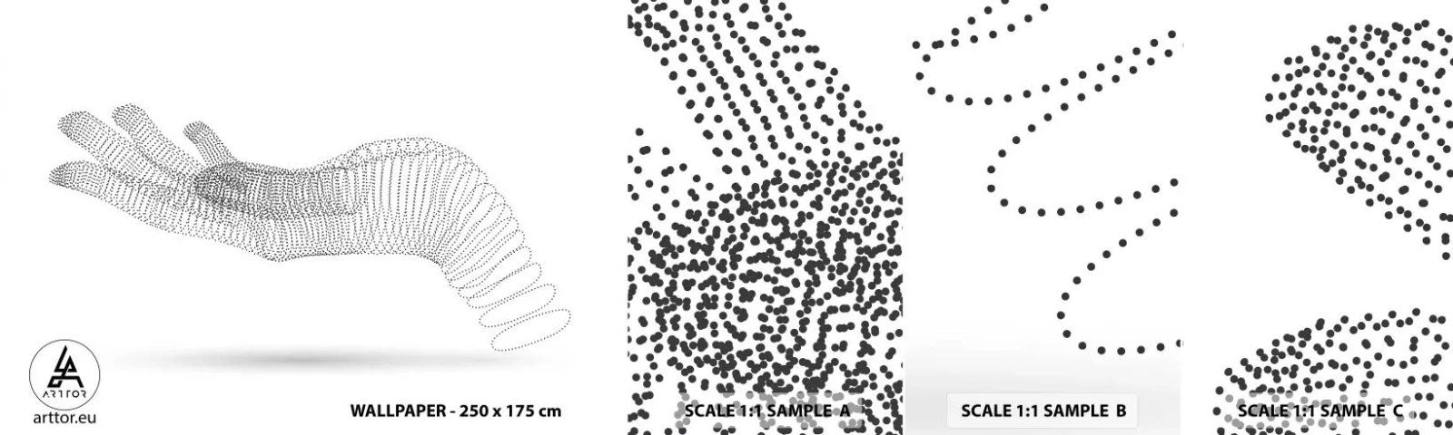 Mostră de Tapet Standard Eco - Mână arcuită - Abstracția, Grafică, Mână - 100x30 cm