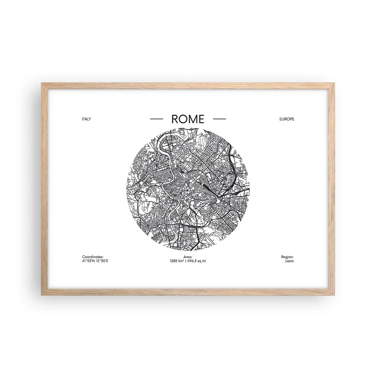Poster în ramă de stejar deschis - Anatomia Romei - 70x50 cm