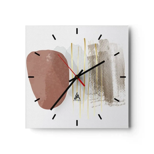 Ceas de perete - Ceas pe sticlă - Colonadă abstractă - 40x40 cm
