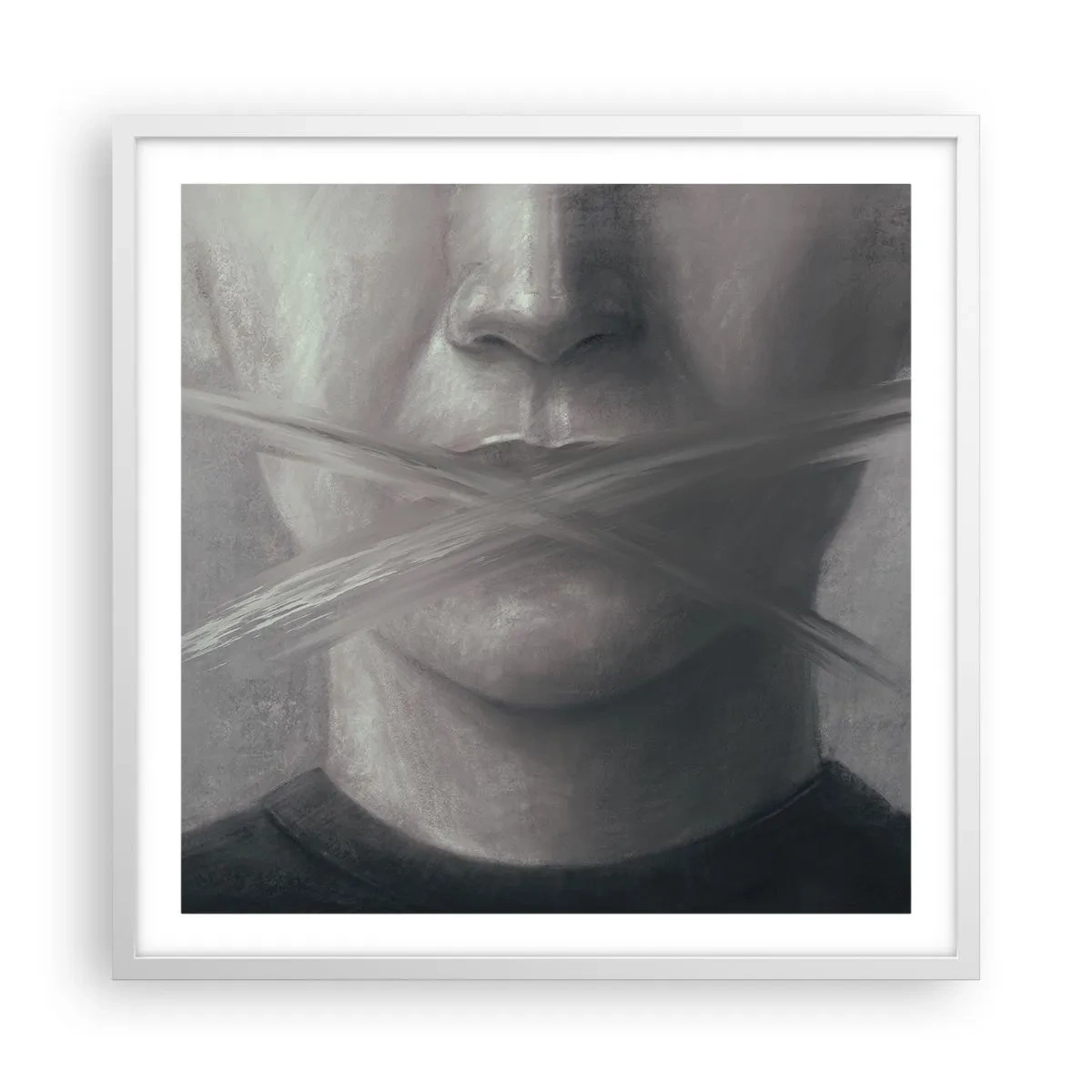 Poster în ramă albă - Nici un cuvânt - 60x60 cm