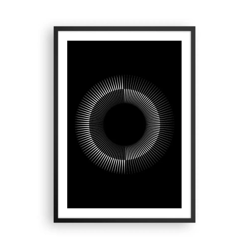 Poster în ramă neagră - compoziție fascinantă a unui cerc luminos pe un fundal negru. - 50x70cm - Soarele Negru - Decorațiune modernă pentru perete pentru living și dormitor ARTTOR