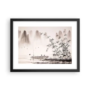 Poster în ramă neagră - Liniștea câmpurilor de orez - 40x30 cm