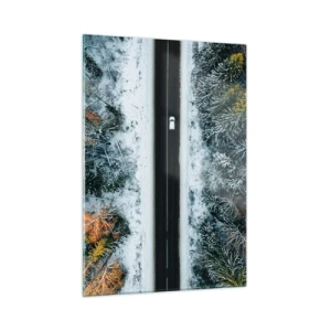 Tablou pe sticlă - Prin pădurea de iarnă - 50x70 cm