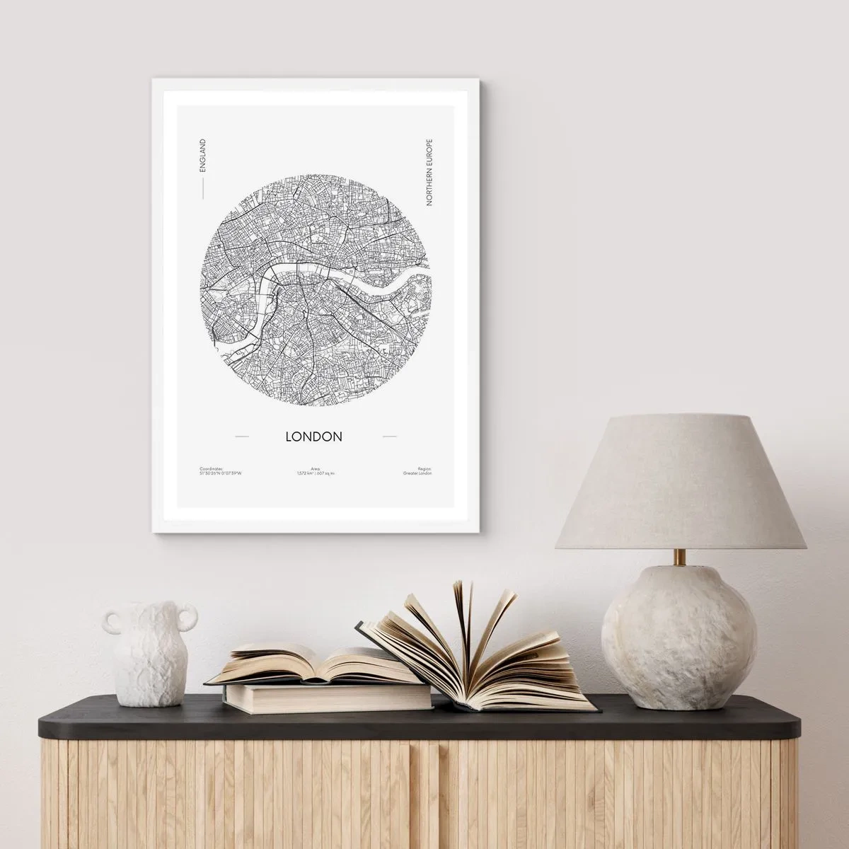 Poster în ramă albă - Anatomia Londrei - 61x91 cm