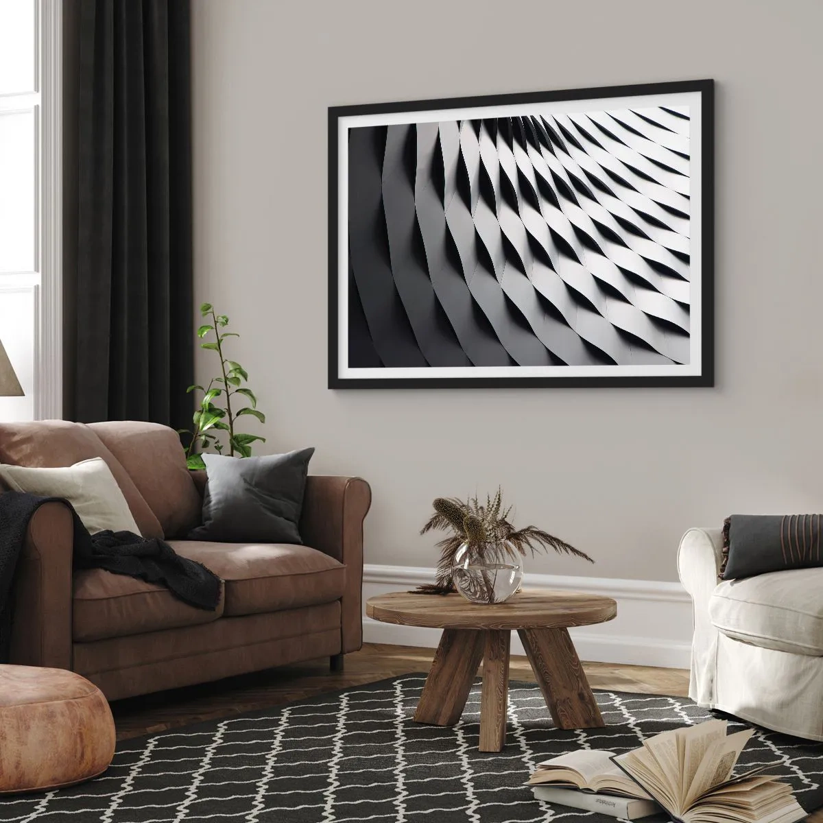 Poster în ramă neagră - Pe suprafața valurilor - 70x50 cm