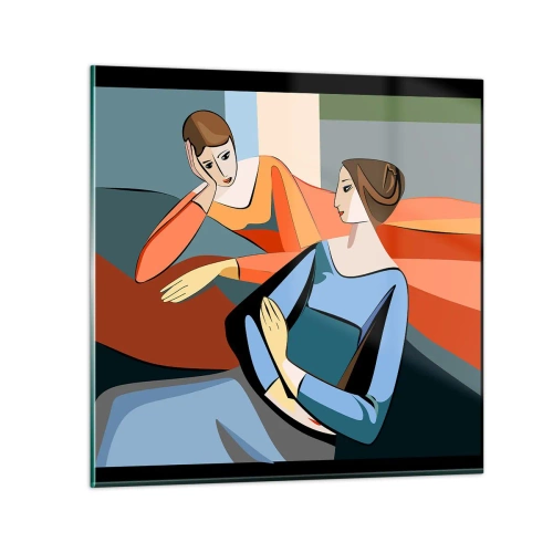 Tablou pe sticlă - Un moment de confidențe - 60x60 cm