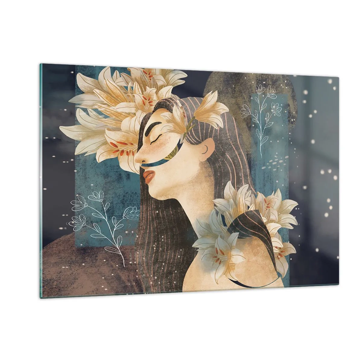 Tablou pe sticlă - Povestea prințesei cu crini - 120x80 cm