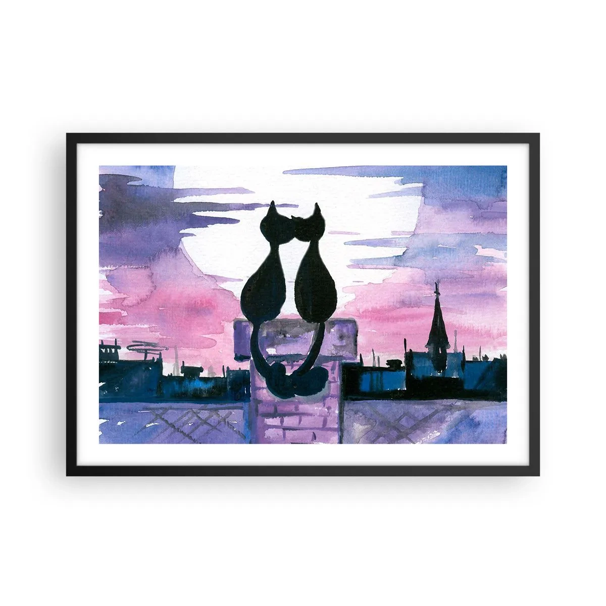 Poster în ramă neagră - Rendez-vous sub lună - 70x50 cm