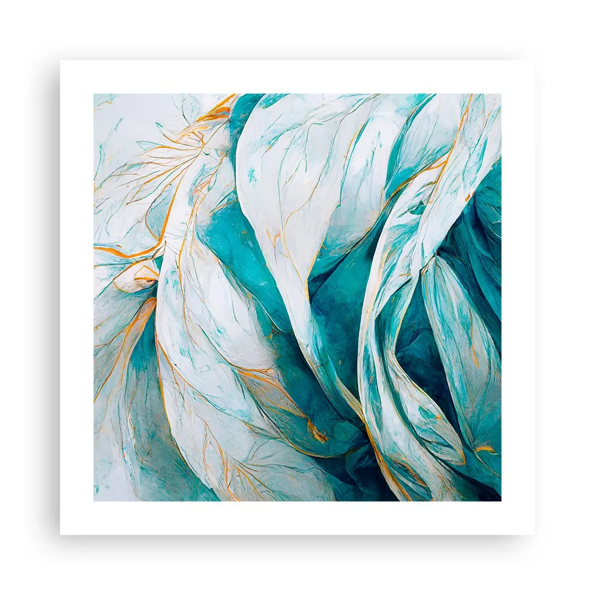 Poster - Abstractul albastru cu motiv auriu - 50x50 cm