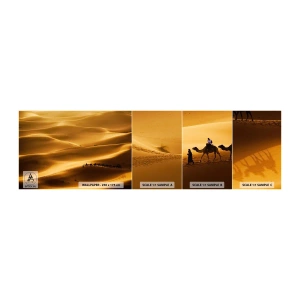 Mostră tapet autocolant Deluxe Sticker - Caravana pe valurile deșertului - Peisaj, Africa, Deşert - 100x30 cm