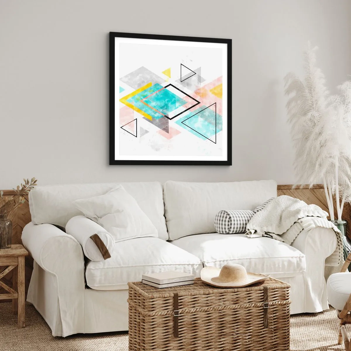 Poster în ramă neagră - Joc geometric - 30x30 cm