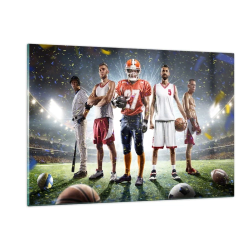 Tablou pe sticlă - Gladiatori ai terenului de joc - 120x80 cm
