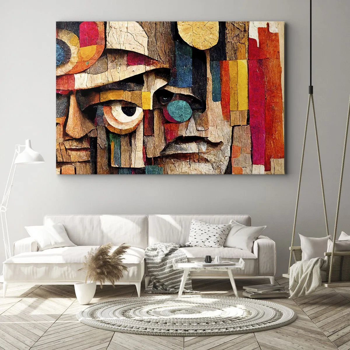 Tablou pe pânză Canvas - Fețe abstracte în culori intense - 70x50cm - Te văd... - Decorațiune modernă pentru perete pentru living și dormitor ARTTOR