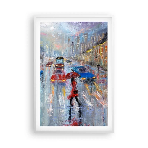 Poster în ramă albă - O după-amiază ploioasă în oraș - 61x91 cm