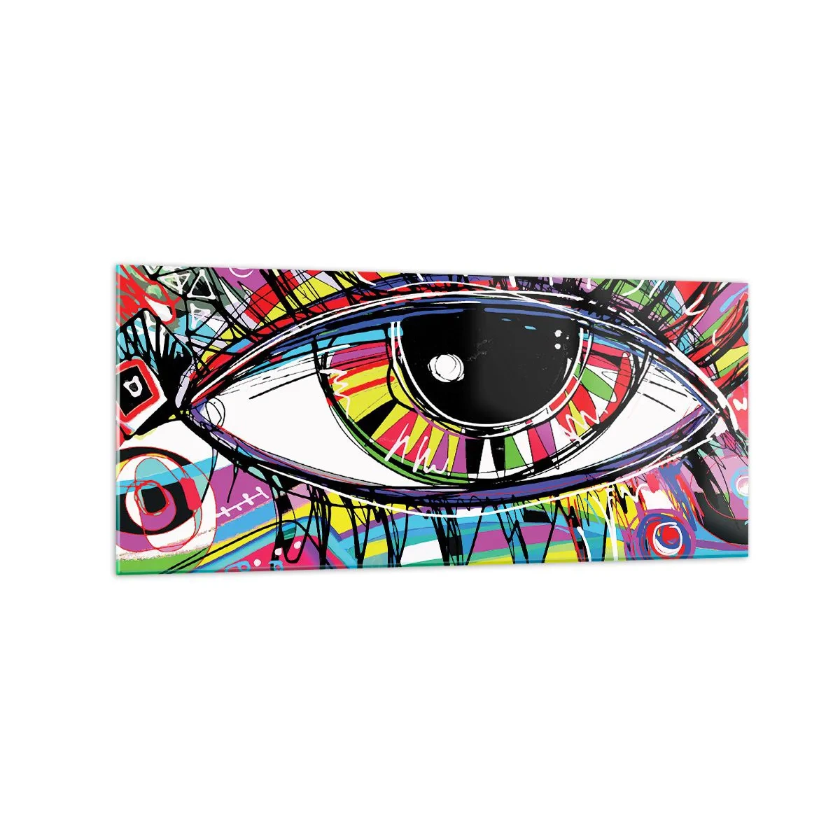 Tablou pe sticlă - Un ochi colorat - un suflet colorat - 120x50 cm