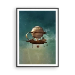 Poster în ramă neagră - Jules Verne vă transmite salutări - 70x100 cm