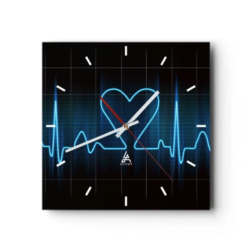 Ceas de perete - Ceas pe sticlă - În ritmul inimii - 40x40 cm