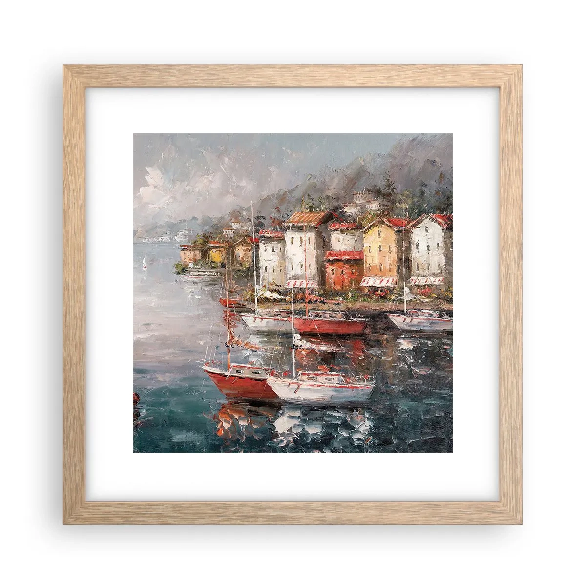 Poster în ramă de stejar deschis - Portul romantic - 30x30 cm