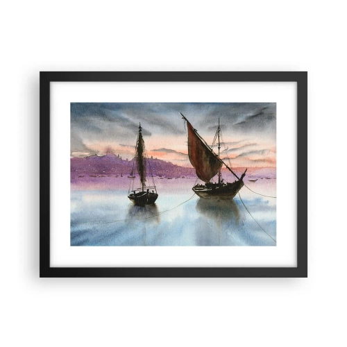 Poster în ramă neagră - O seară în port - 40x30 cm