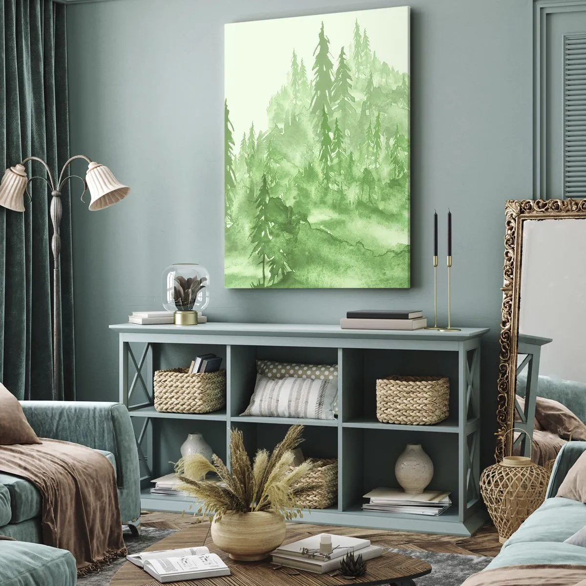 Tablou pe pânză - Neclar prin ceața verde - 50x70 cm