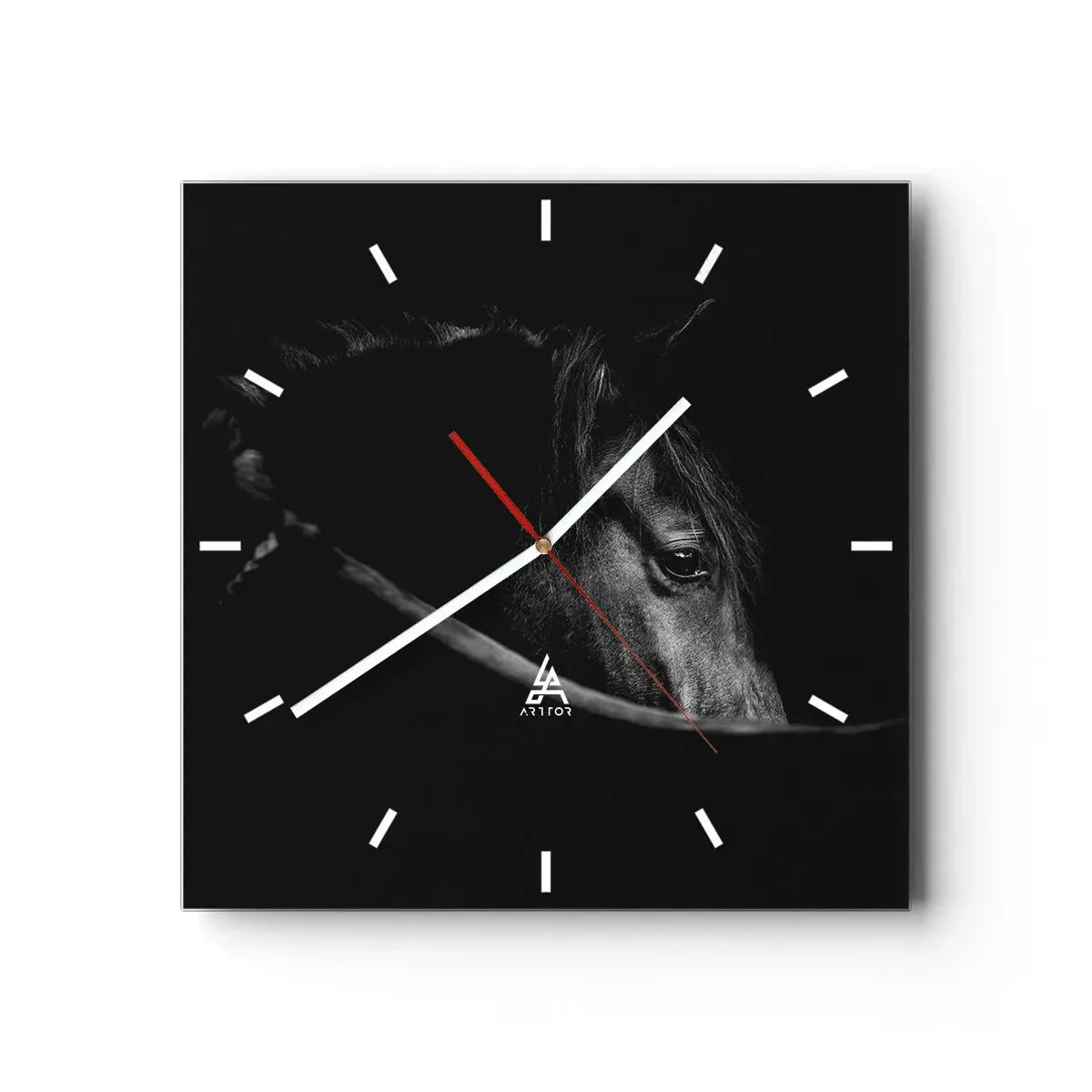 Ceas de perete - Ceas pe sticlă - Prințul negru - 40x40 cm