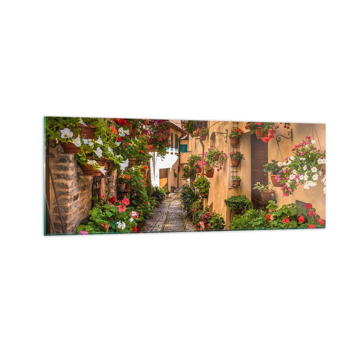 Tablou pe sticlă - Străduță italiană - 140x50 cm